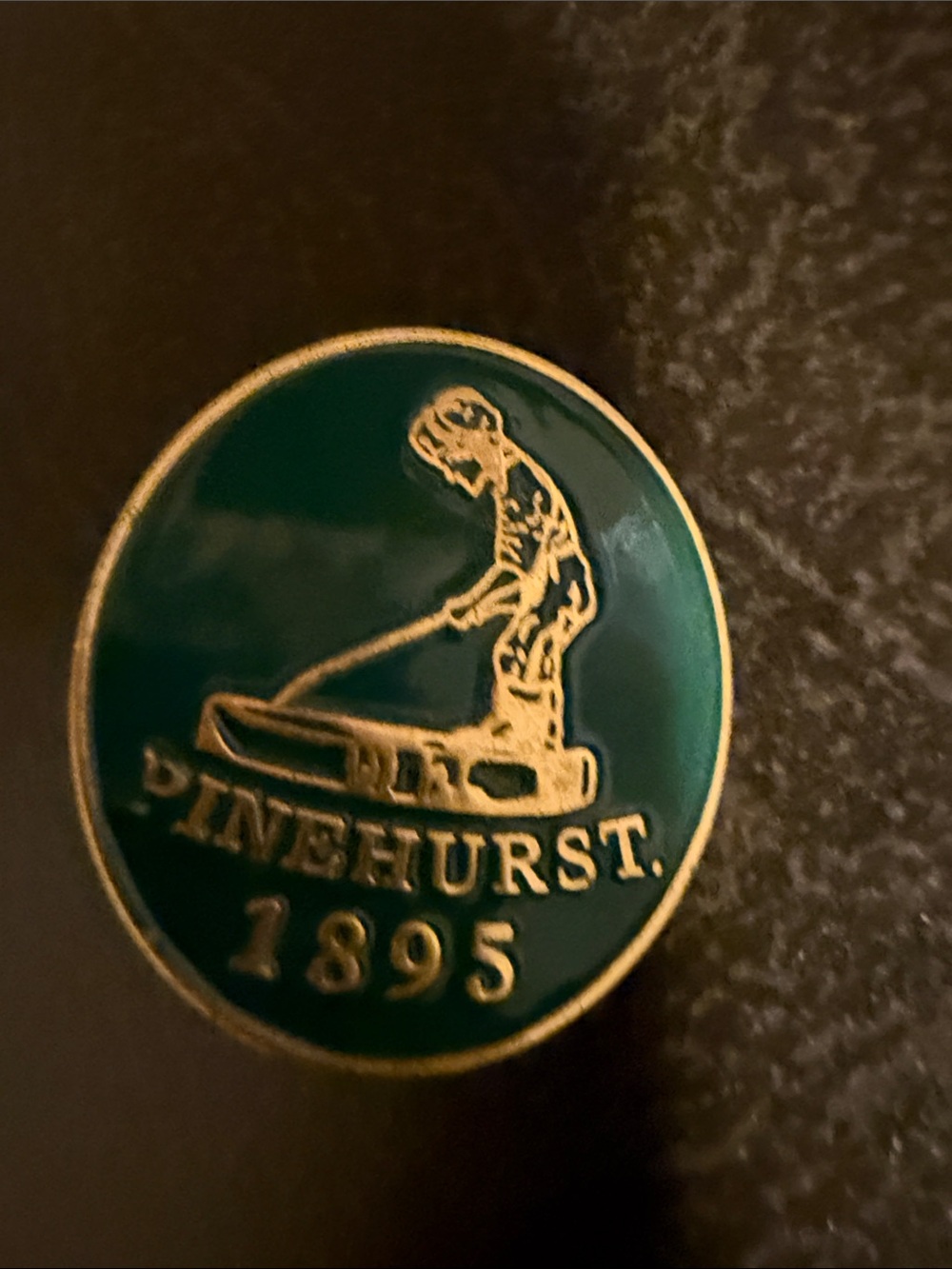 Pinehurst Putter Boy pin: 1895 Green and Gold Decorative Enamel Sculpture Pin